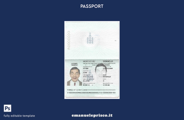 modello di passaporto mongolo in stile verificato